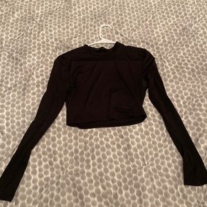 Black turtle neck crop top